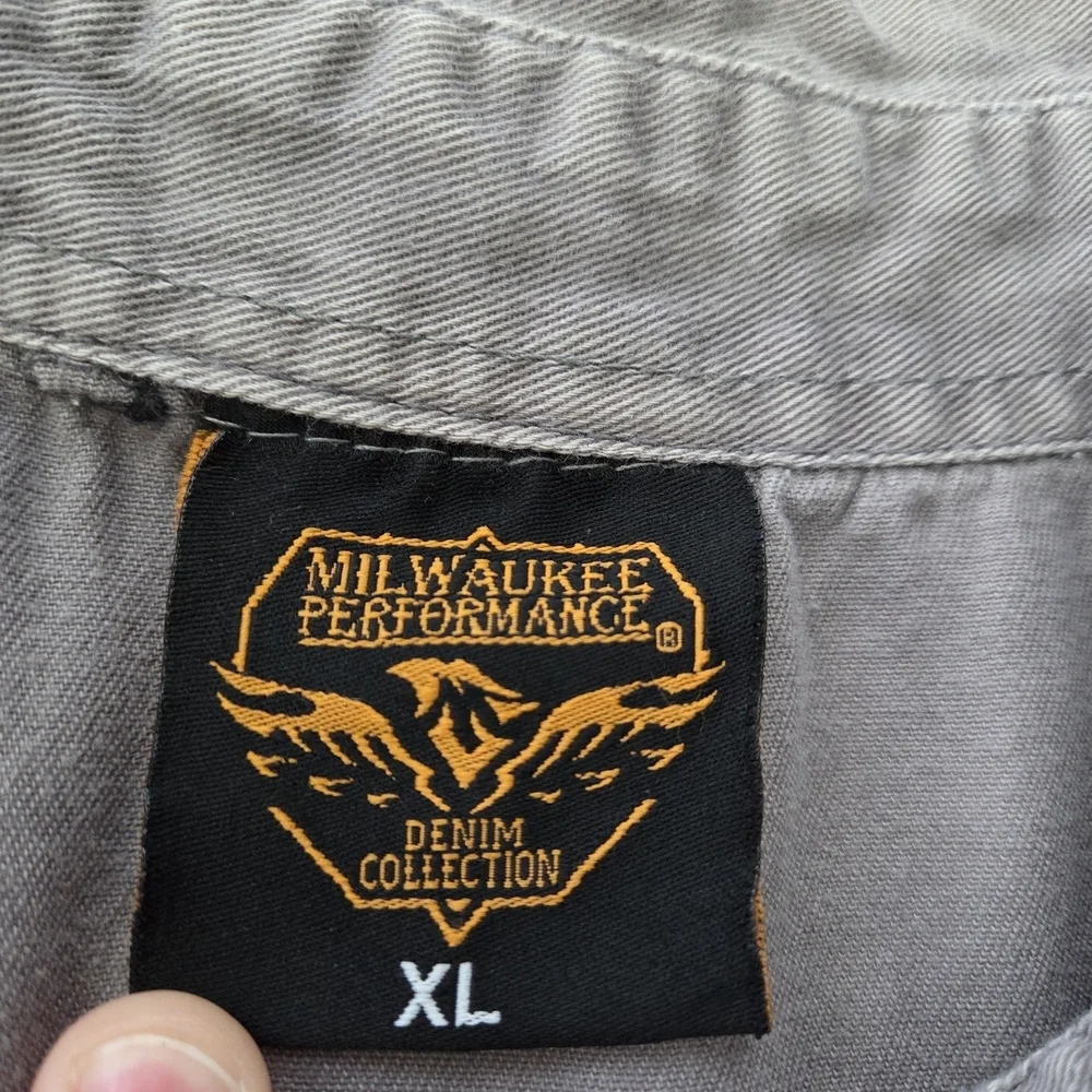 Milwaukee Performance Work Sucks Sleeveless Button Up Biker Workwear Shirt XL